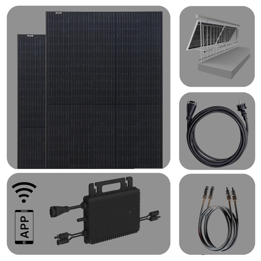 Balkonkraftwerk 890W/800W Hoymiles - 2x 445W Fullblack