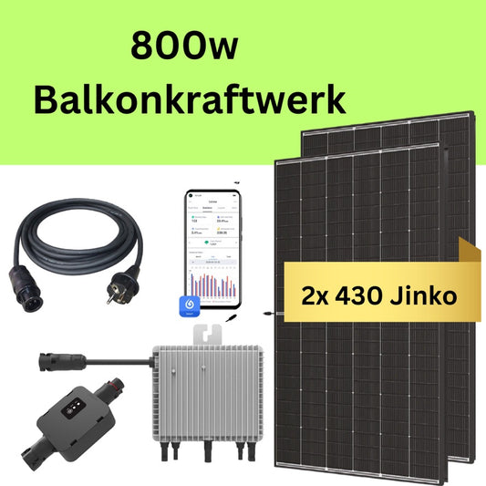 Balkonkraftwerk 860 W / 800W drosselbar auf 600W Steckerfertig mit Relay / Wifi