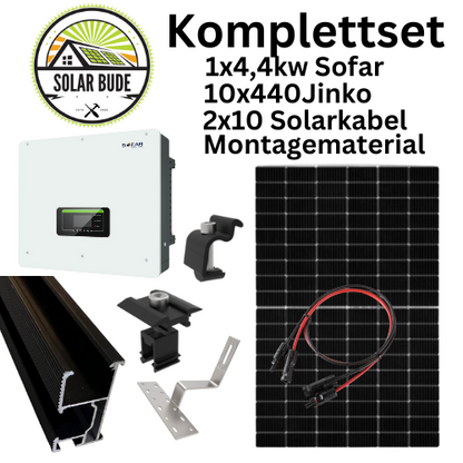 4,4kw Solaranlage dreiphasig Sofar Wifi Wechselrichter 440w Jinko Solarmodul Montagematerial